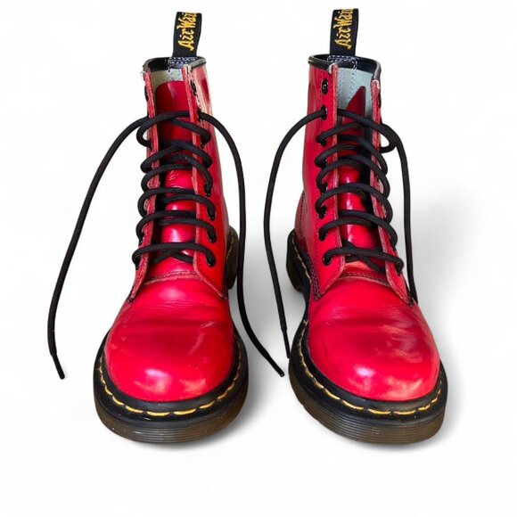 Dr. Marten’s 1460W women’s cherry red patent leather lace up boots - Picture 3 of 8